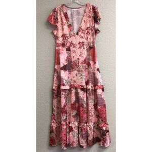 BaeVely Women's Dress Maxi Dress Orange Patchwork Women’s Size Large